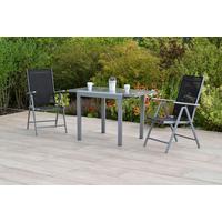Gartenmöbel Set 3-tlg. Amalfi aus Aluminium - Silberfarben/Schwarz, MODERN, Metall - Gardenson