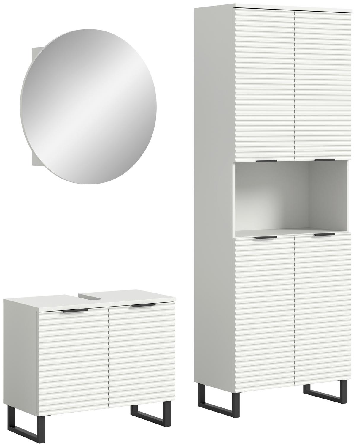 Badezimmer Riff Weiß B: 140 cm - Schwarz/Weiß, MODERN, Holzwerkstoff (140cm) - MID.YOU