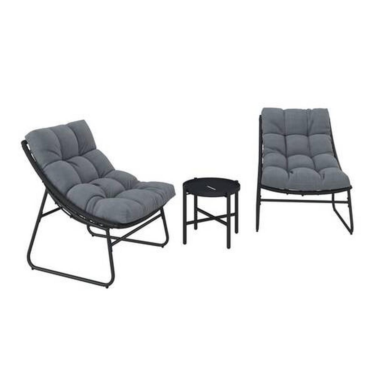 BALKÓNOVÁ ZOSTAVA ELIA - sivá/tmavosivá, Modern, kov/textil - Bessagi Garden