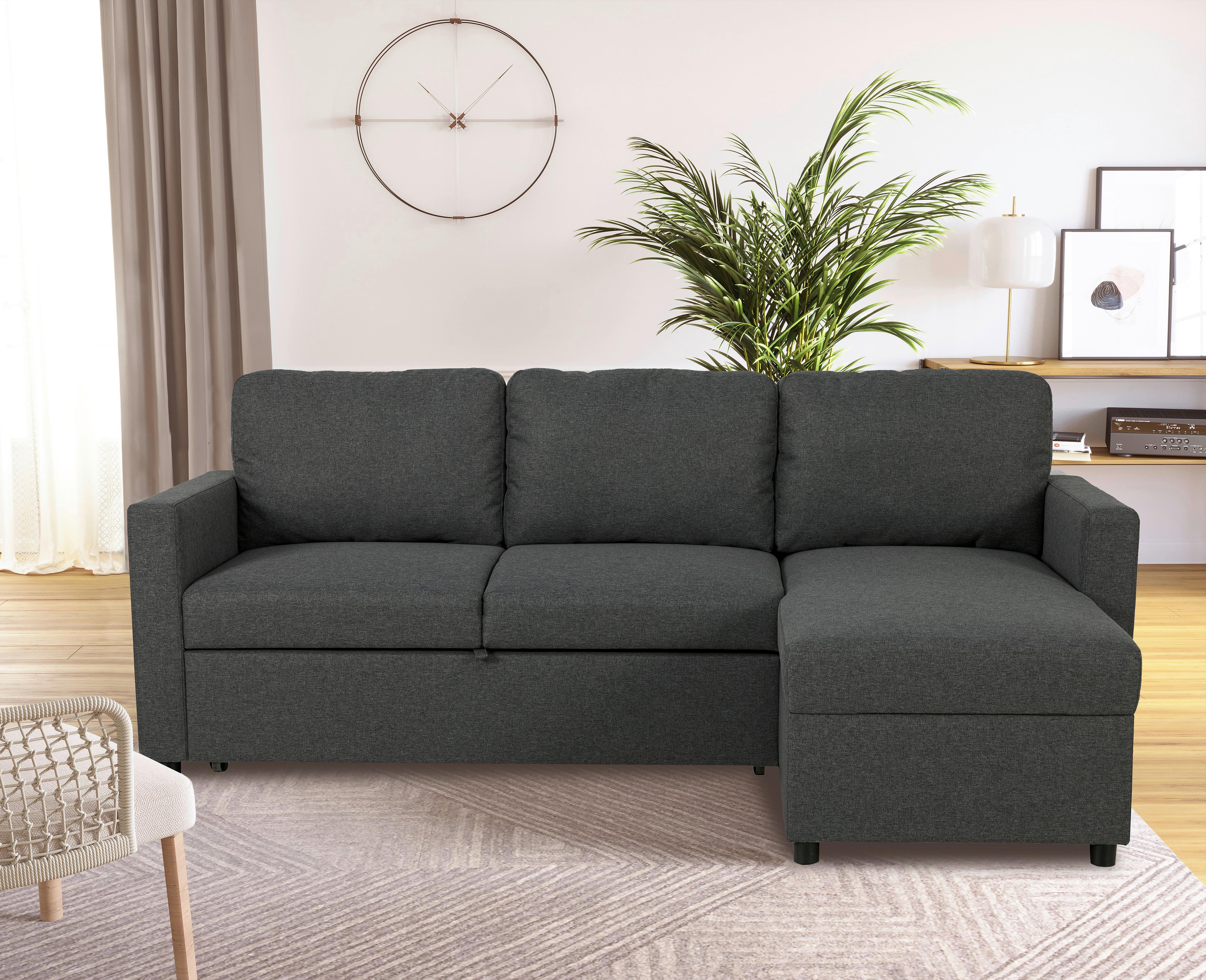 Ecksofa Rosi - Anthrazit/Schwarz, Basics, Textil (215/145cm) - P & B