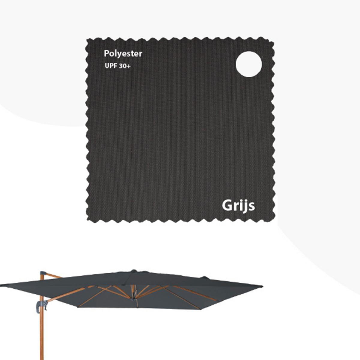 Ampelschirm Grau/Natur DM: 300 H:250 - Eichefarben/Grau, MODERN, Textil/Metall (300/300/250cm)