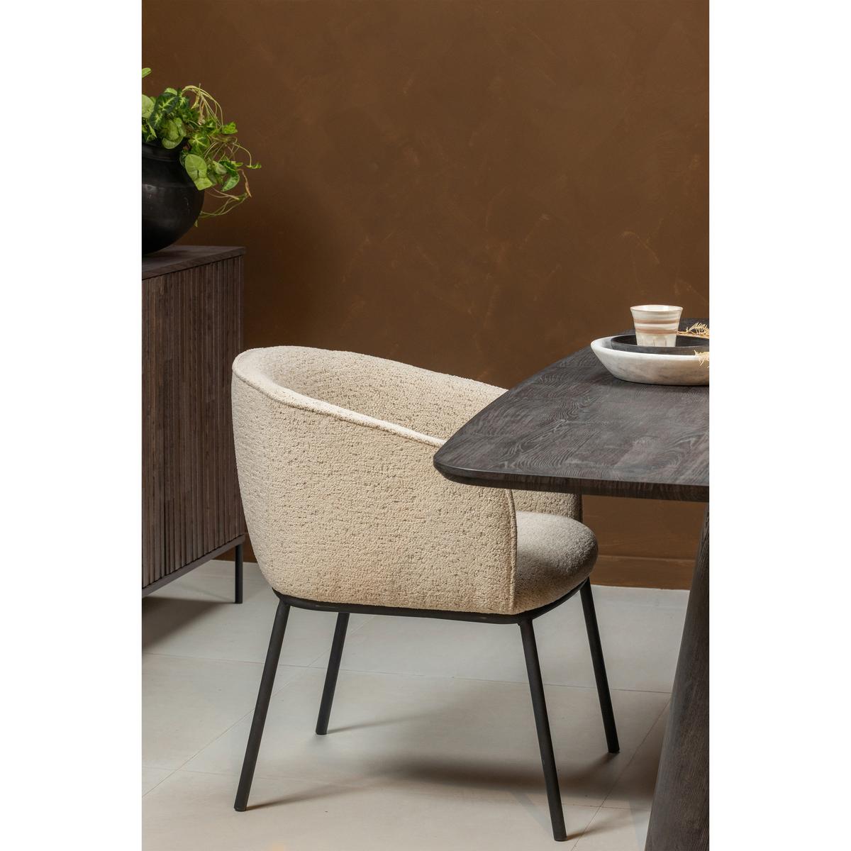 ARMLEHNSTUHL Leon Naturfarben B: 61cm - Schwarz/Naturfarben, Design, Textil/Metall (61/77/63cm) - Livetastic