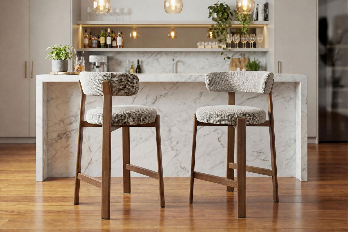 Barhocker Bilbao Braun B: 52 cm - Walnussfarben/Braun, MODERN, Textil/Metall (52/90,5/53,5cm) - Livetastic