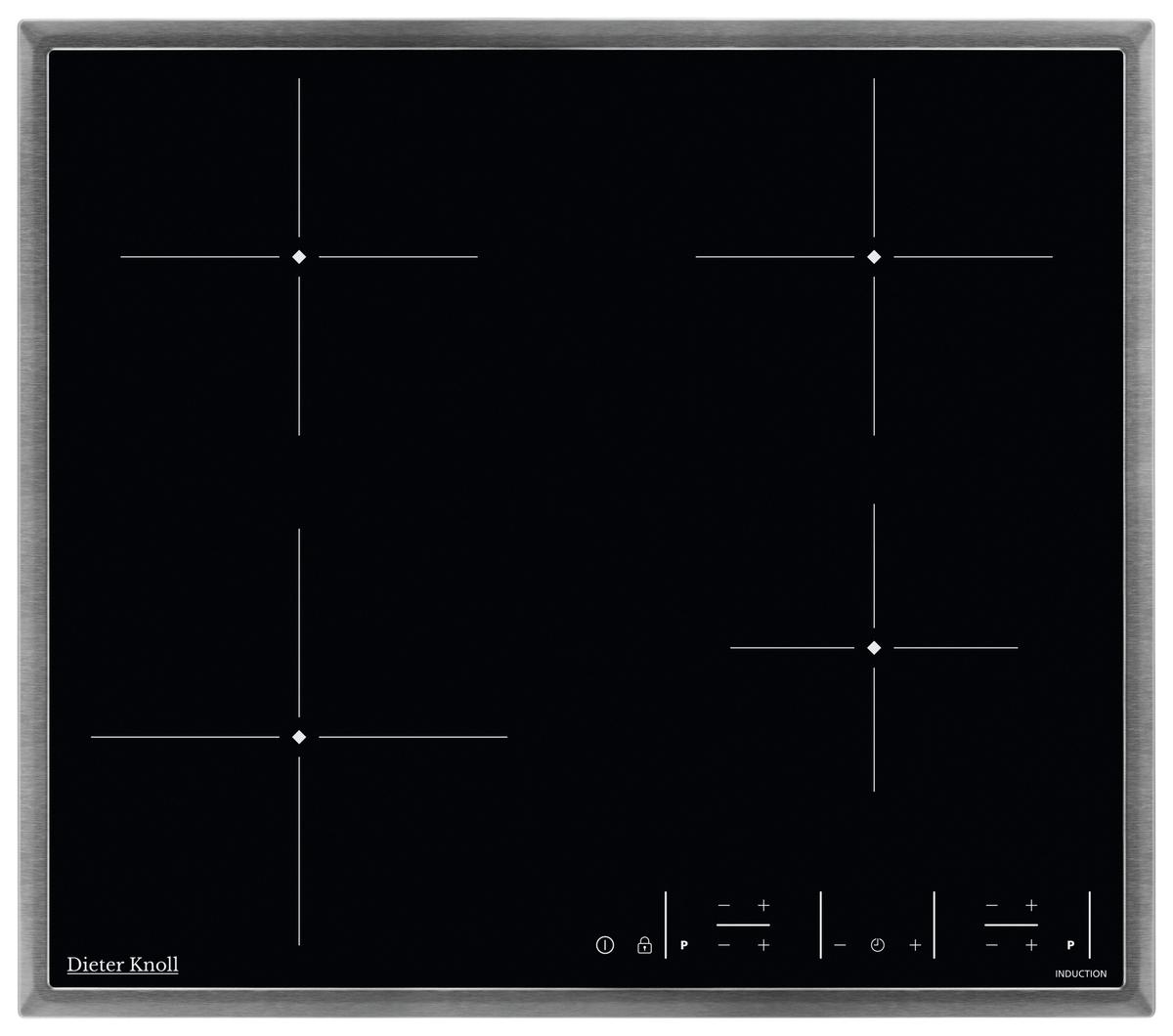 INDUKČNÍ VARNÁ DESKA DKEI6640XB - černá/barvy nerez oceli, Basics, kov/sklo (57,6/50,6cm) - Dieter Knoll
