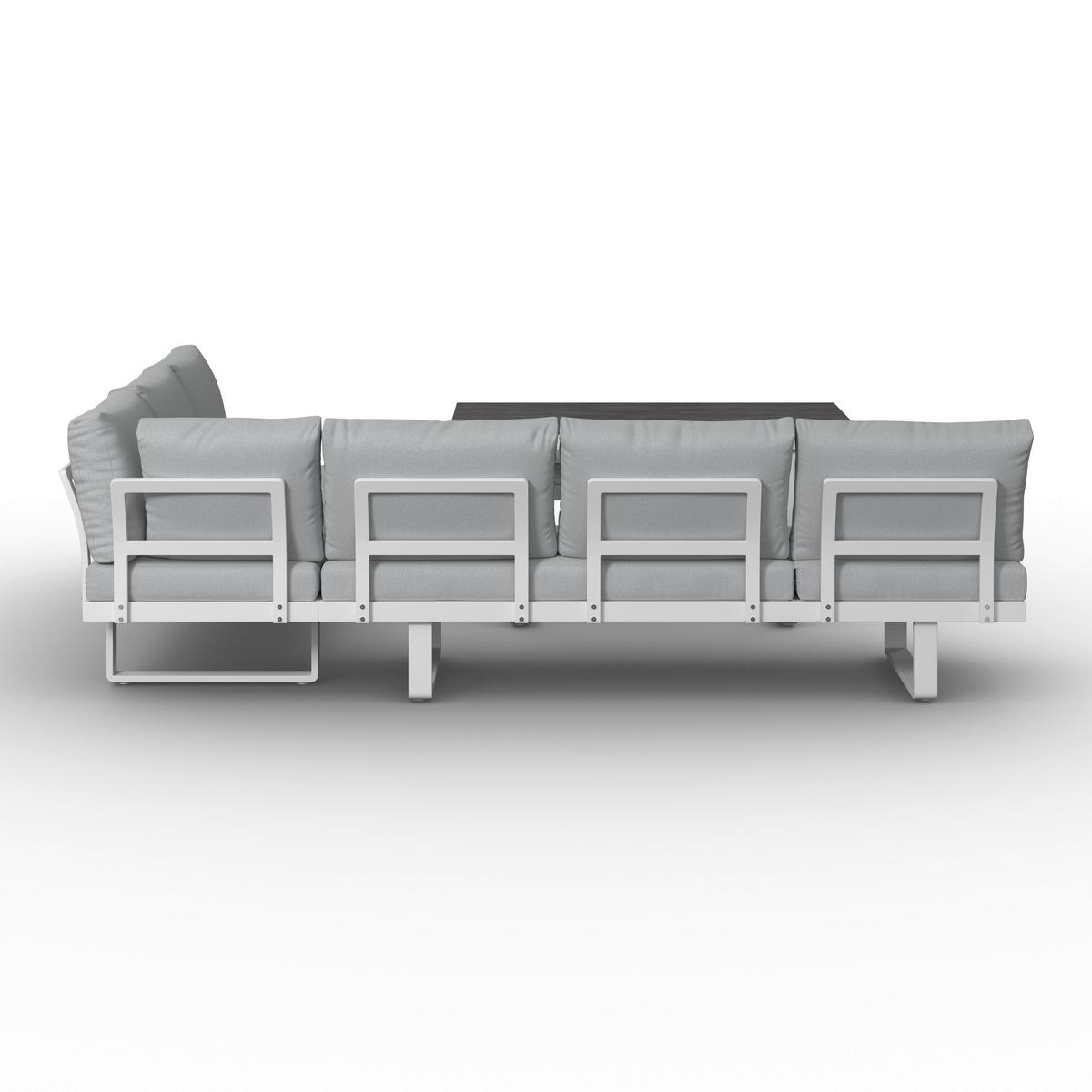 JEDÁLENSKÁ TERASOVÁ SÚPRAVA LEANDRA - biela/svetlosivá, Modern, kov/textil (288/253cm) - Bessagi Garden