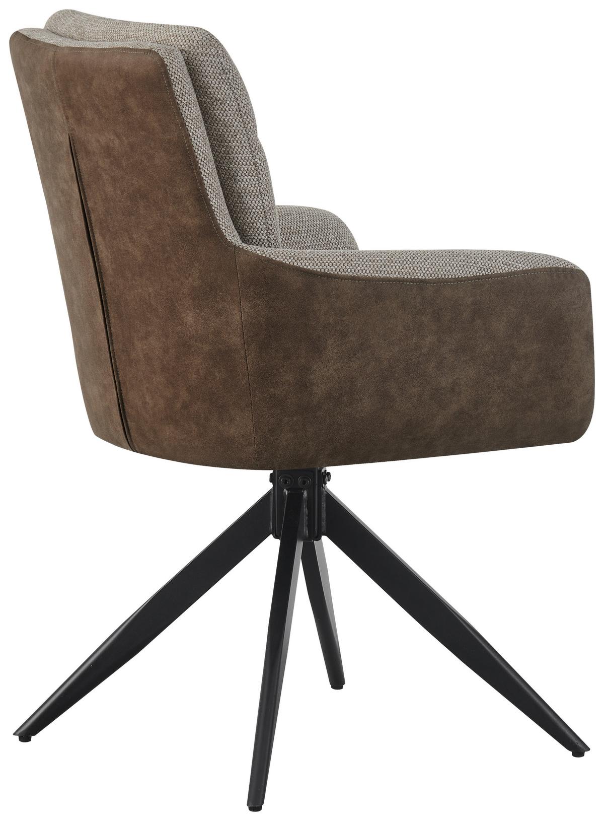 Armlehnstuhl Naim, Braun B: 60 cm, 180° drehbar - Schwarz/Braun, KONVENTIONELL, Holz/Textil (60/93/66cm) - MID.YOU