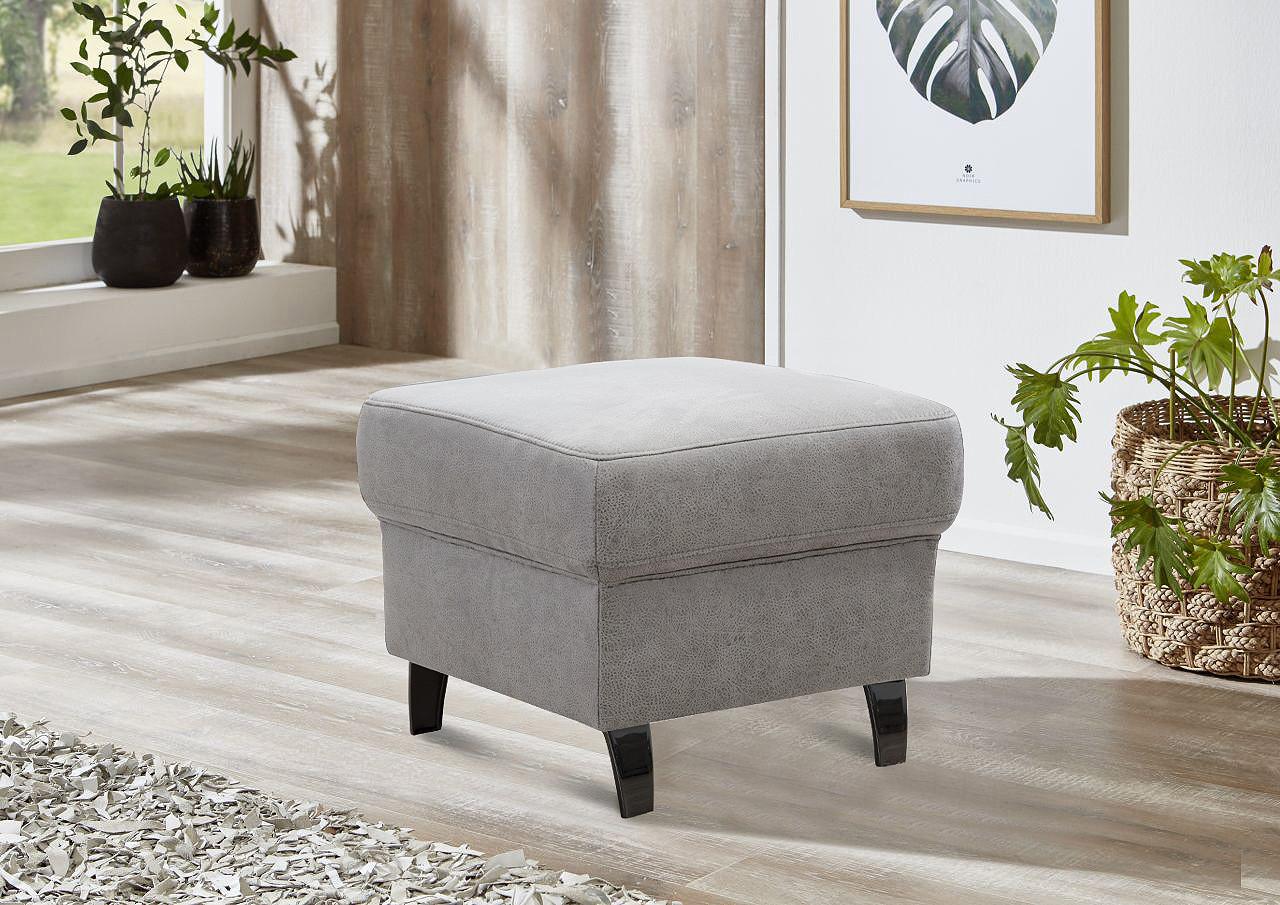 Hocker Arngast hellgrau, 58x48x58 cm - Hellgrau/Schwarz, KONVENTIONELL, Textil (58/48/58cm) - Sit & More