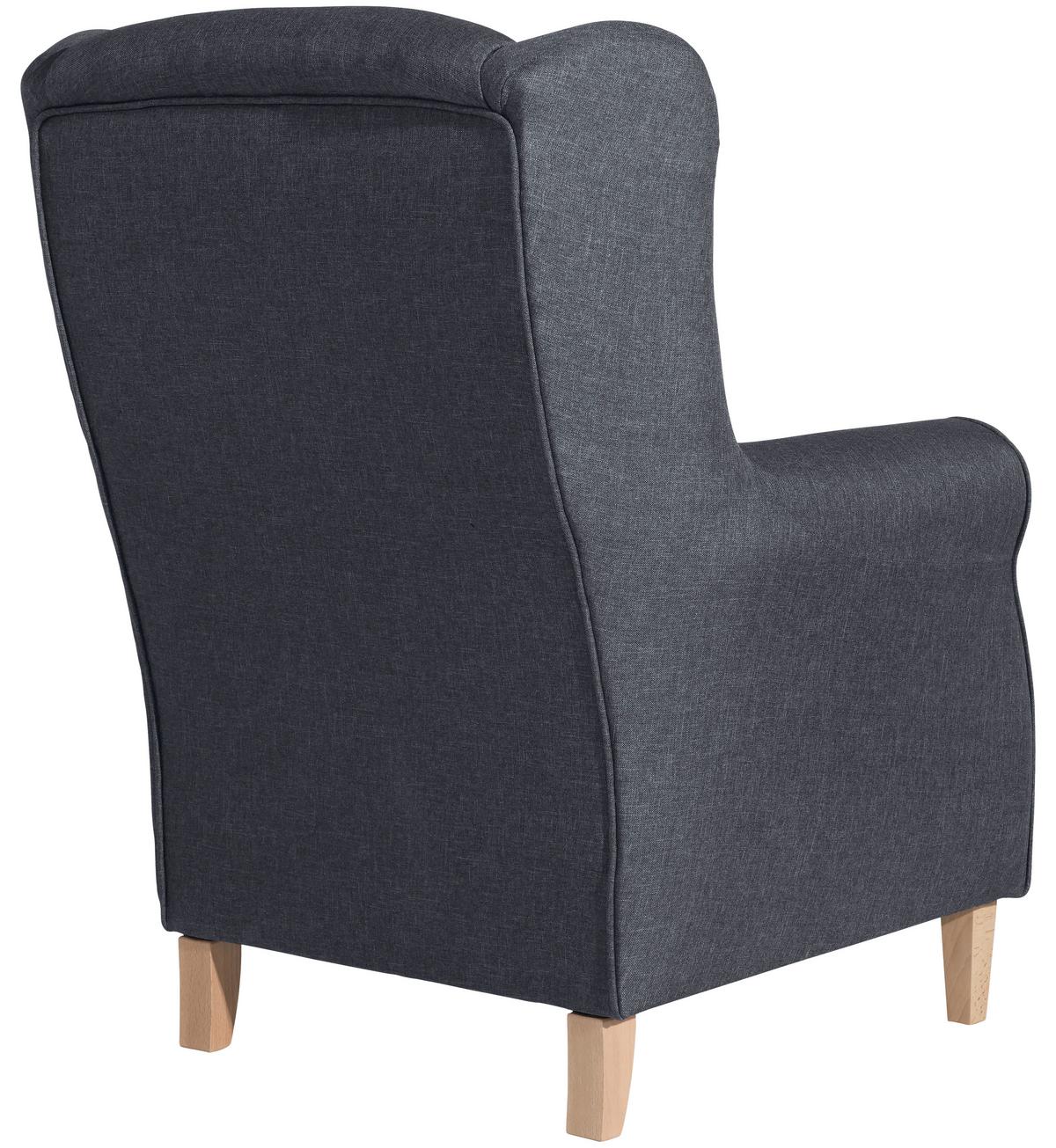 Ohrensessel Lorris - Buchefarben/Blaugrau, Design, Textil (77/103/86cm) - Max Winzer
