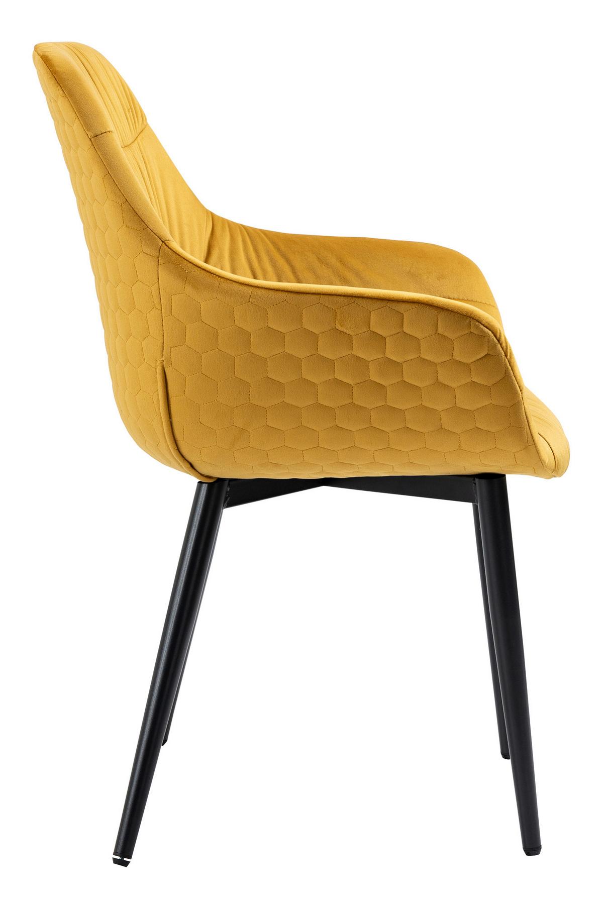 Armlehnstuhl Senfgelb B: 63 Cm - Senfgelb/Schwarz, MODERN, Textil/Metall (63/81,5/61cm) - Livetastic