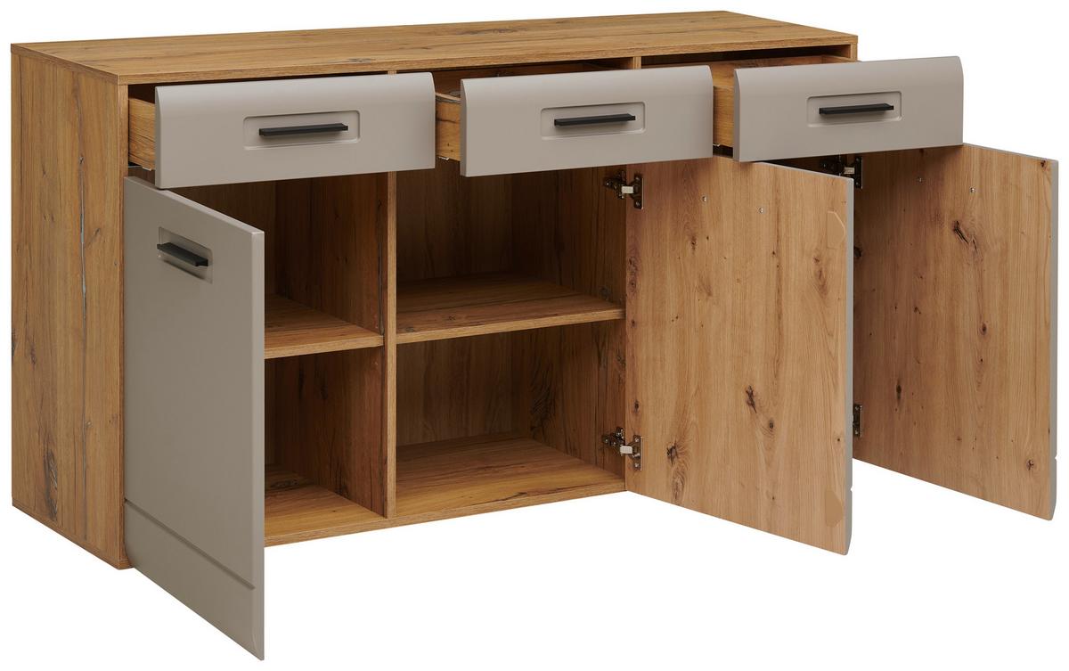 Sideboard B: 150 cm Auris Basalt/Eiche Dekor - MODERN, Holzwerkstoff (150/81,3/43,1cm) - Luca Bessoni