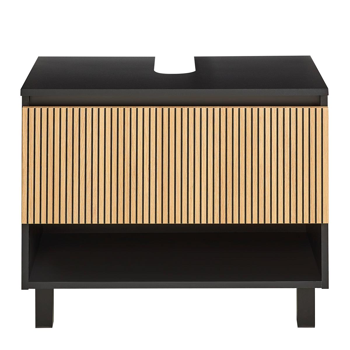 Skrinka pod umývadlo VENEZIA - čierna/farba duba, Lifestyle, kompozitné drevo (70/60/45cm) - Mömax