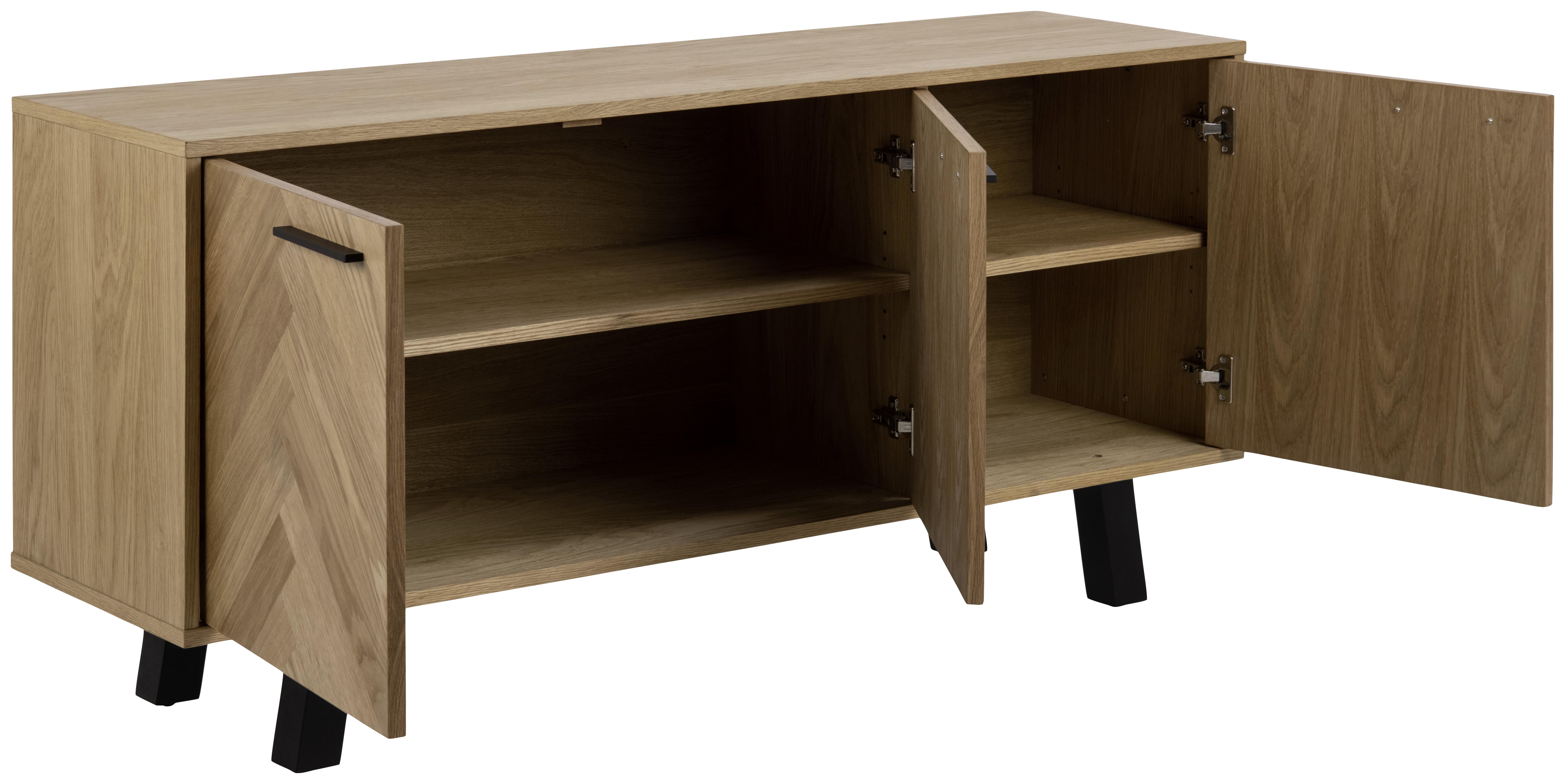 Sideboard Brighton B: 150 cm Eiche Dekor 3-Türig - Eichefarben/Schwarz, KONVENTIONELL, Holzwerkstoff (150/71/40cm) - MID.YOU