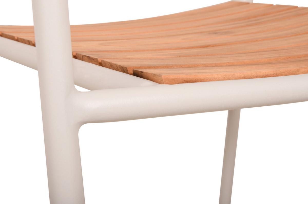 Stapelstuhl Carmel - Weiß/Braun, Basics, Holz/Metall (57/84/55cm) - Gardenson