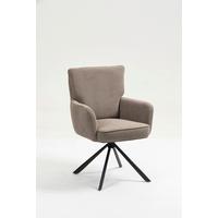 Armlehnstuhl Mila Cord Braun Sitzfl. 180° drehbar, B: 60cm - Schwarz/Braun, KONVENTIONELL, Textil/Metall (60/95/67cm)