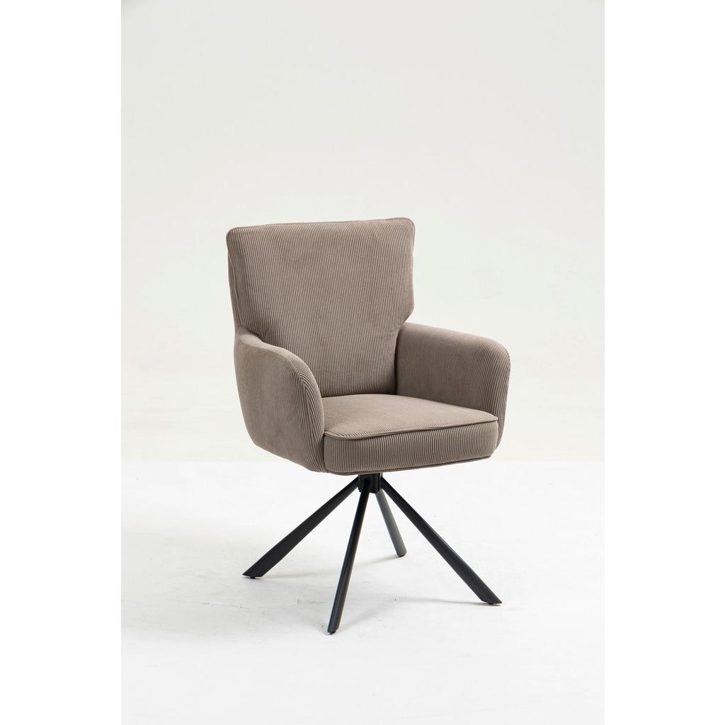 Armlehnstuhl Mila Cord Braun Sitzfl. 180° Drehbar, B: 60cm