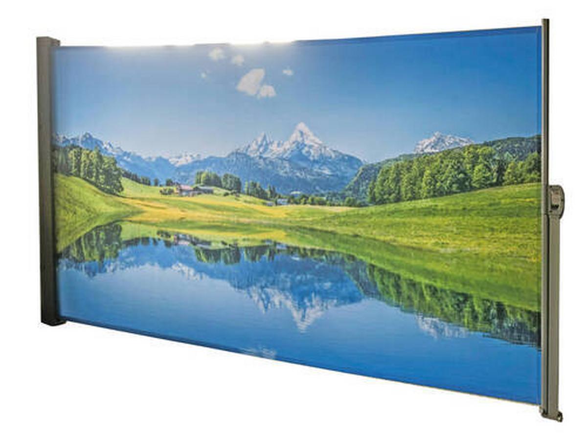 Seitenmarkise 300x160 cm Bunt Bergseemotiv ausziehbar - Silberfarben, Basics, Kunststoff/Metall (300/160/9cm)