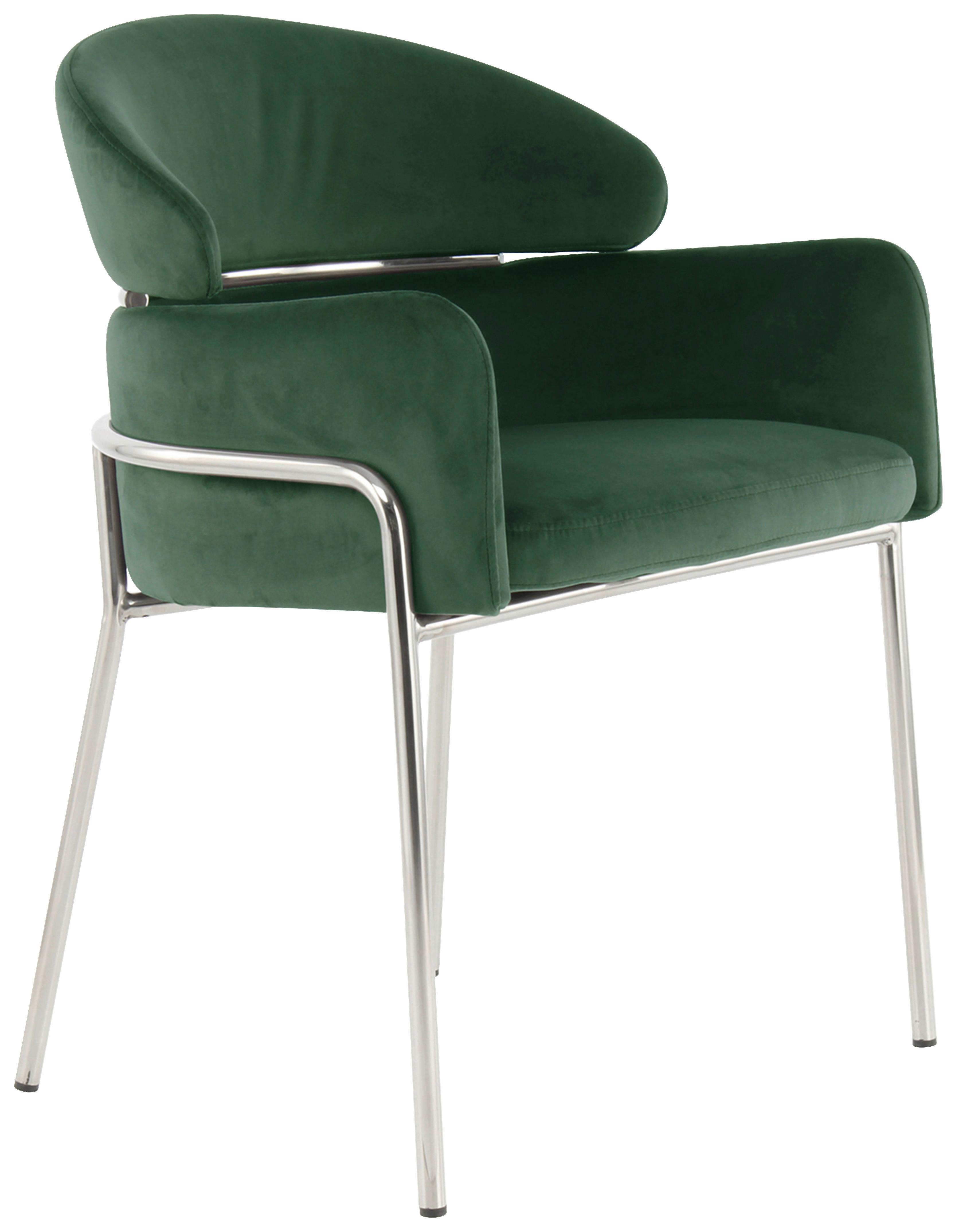 Stolička s podrúčkami zelená/strieborná - zelená/strieborná, Modern, kov/textil (58/79/57cm) - MID.YOU