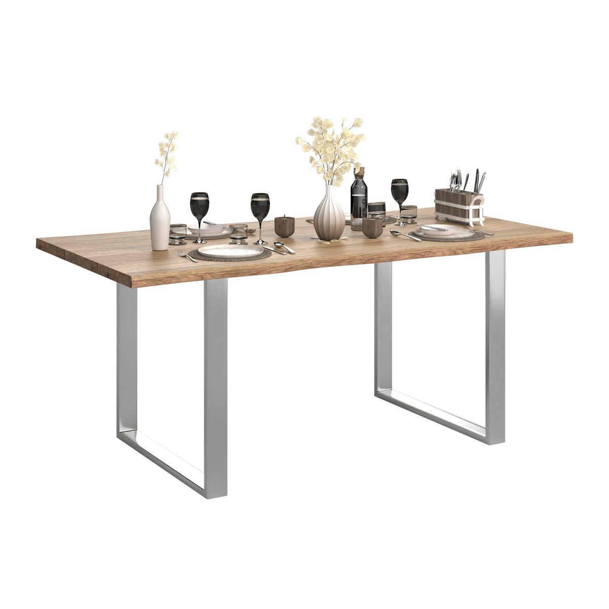 STOLOVÁ PODNOŽ NOAH - farba ušľachtilej ocele, Modern, kov (78/72cm) - Mömax