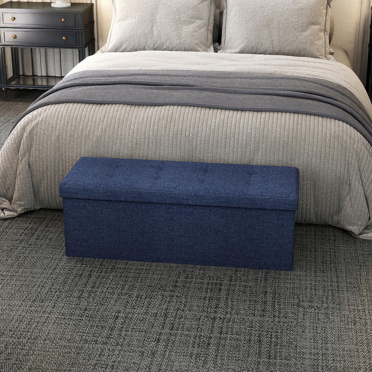 SITZBOX Dunkelblau B: 110 cm - Dunkelblau, Basics, Holzwerkstoff/Textil (110/38/38cm)
