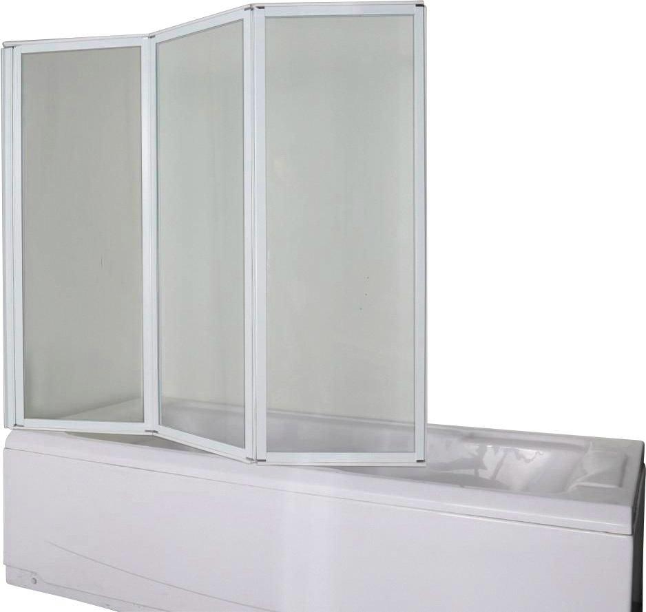 Badewannenfaltwand E1333w - Weiß, MODERN, Glas/Metall (130/121cm)