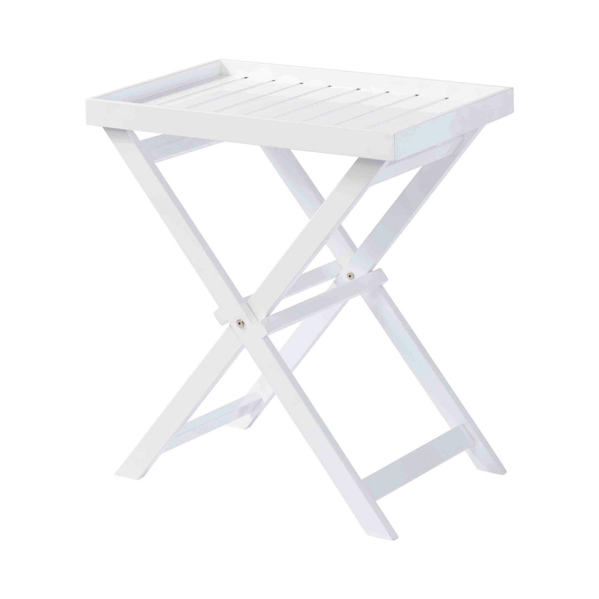 Gartentisch klappbar Tray Table Mahagoniholz L 60cm - Weiß Hochglanz, KONVENTIONELL, Holz (60/40/65cm) - MID.YOU