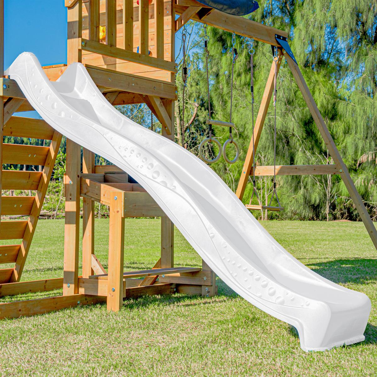 Spielturm mit Rutsche Weiss - Anthrazit/Braun, Basics, Holz/Kunststoff (482/500/338cm) - Ambia Garden