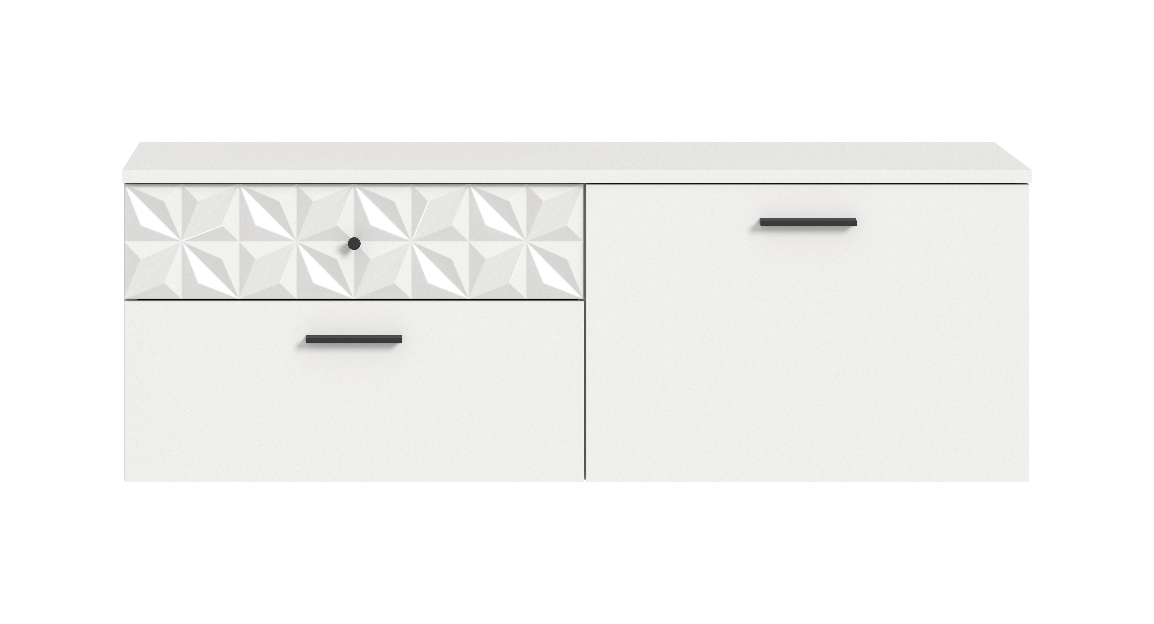 Schuhschrank Prisma Weiß B: 110 cm - Weiß, Design, Holzwerkstoff (110/38/35cm) - MID.YOU