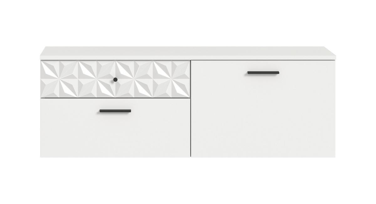 Schuhschrank Prisma Weiß B: 110 cm - Weiß, Design, Holzwerkstoff (110/38/35cm) - MID.YOU