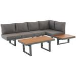 Loungegarnitur 3-Tlg Paris Aus Akazienholz/Stahl mit Kissen - Grau/Teakfarben, MODERN, Holz/Metall (240/177/42/51cm) - Beldano