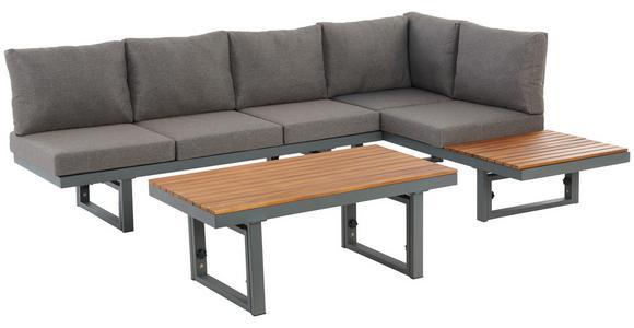 Loungegarnitur 3-Tlg Paris Aus Akazienholz/Stahl mit Kissen - Grau/Teakfarben, MODERN, Holz/Metall (240/177/42/51cm) - Beldano