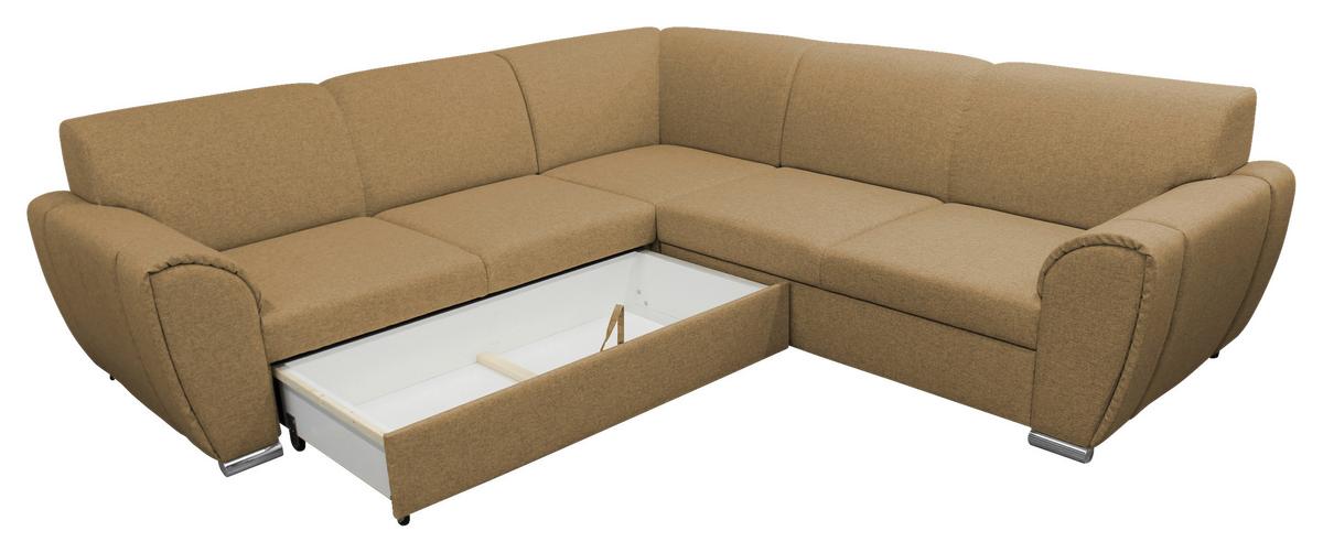 Ecksofa Delux Gelb Mit Schlaffunktion Ottomane Links - Gelb/Silberfarben, Design, Textil (266/266cm) - Livetastic