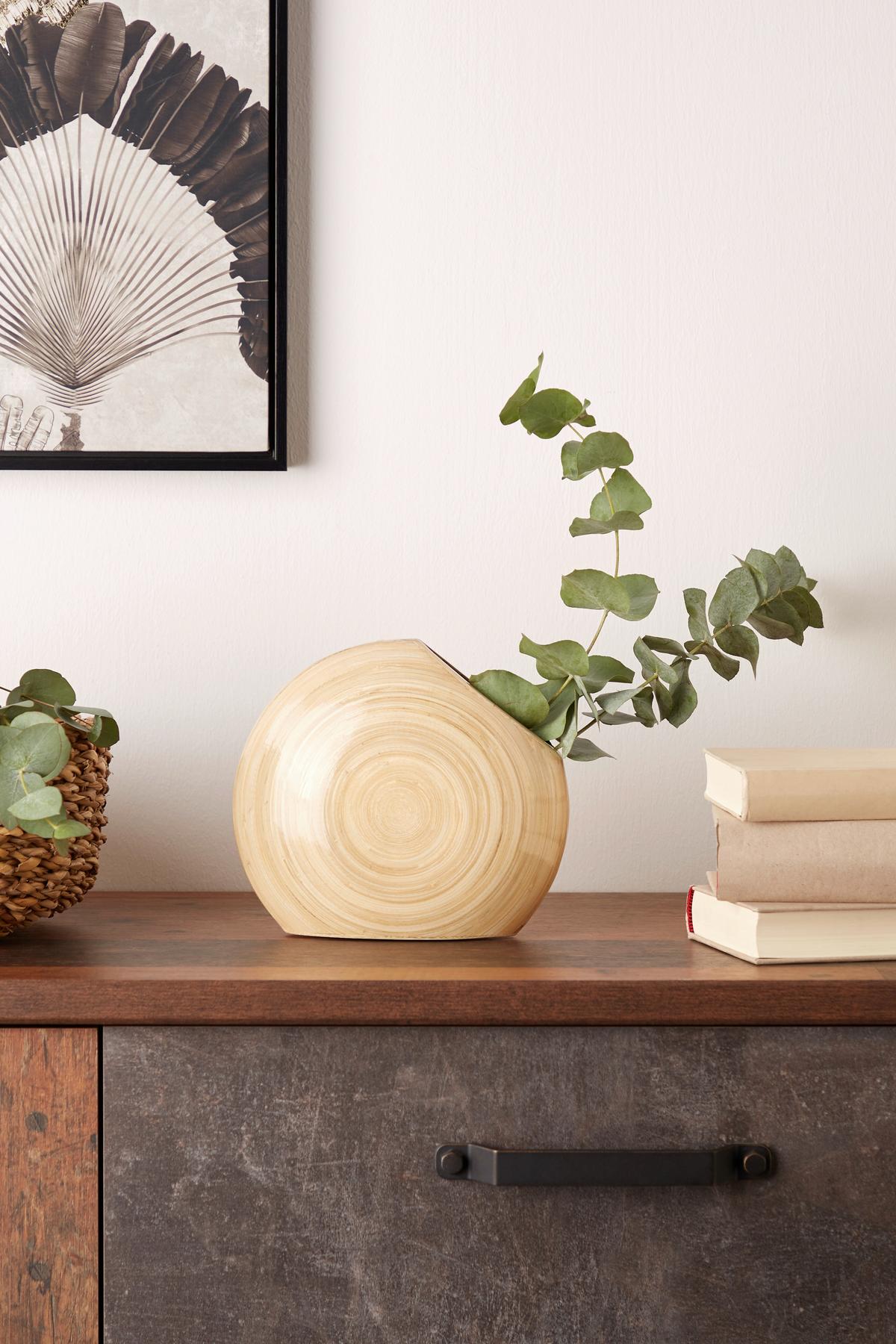 Vase Carlota Oval Bambus Naturfarben H: 17 cm - Naturfarben, MODERN, Naturmaterialien (20/17cm) - James Wood