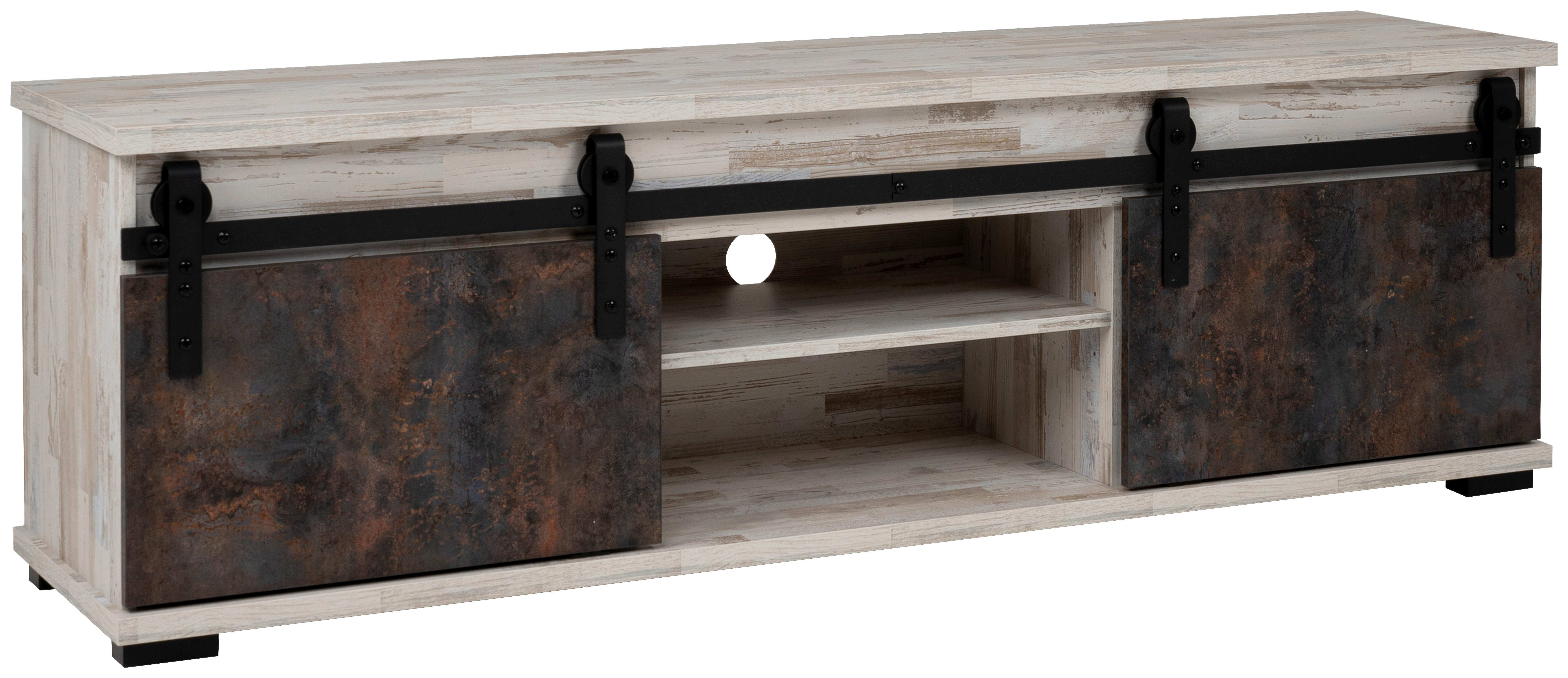 TV-Element Sevilla B: 160 cm Kiefer Dekor/Dunkelbraun - Schwarz, Basics, Holzwerkstoff (160/50/40cm) - MID.YOU