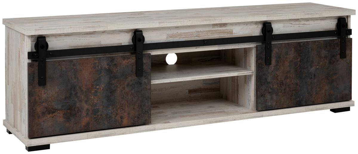 TV-Element Sevilla B: 160 cm Kiefer Dekor/Dunkelbraun - Schwarz, Basics, Holzwerkstoff (160/50/40cm) - MID.YOU