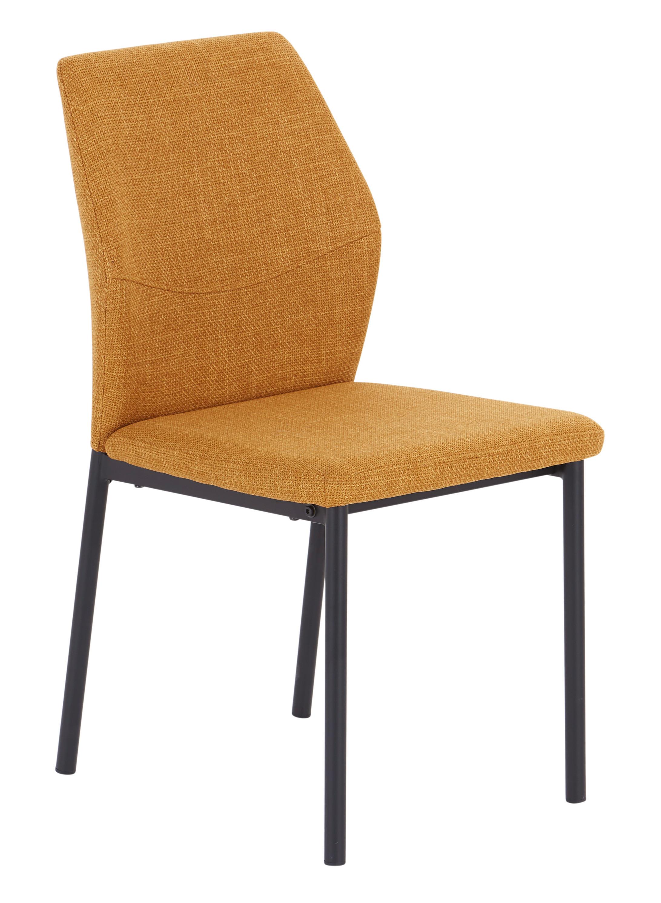 Vierfußstuhl Augusta Schwarz/currygelb Gepolstert
