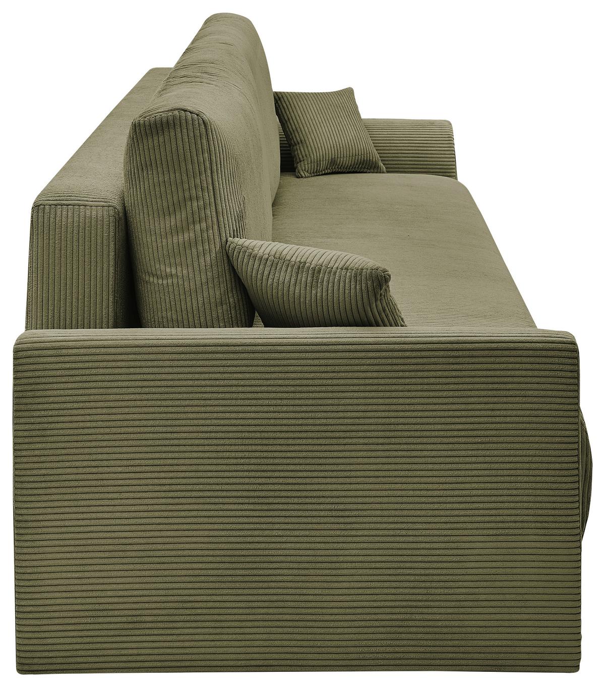 Rozkladacia pohovka KIM, olivovozelený menčester - olivovozelená, Modern, drevo (234/90/103cm)