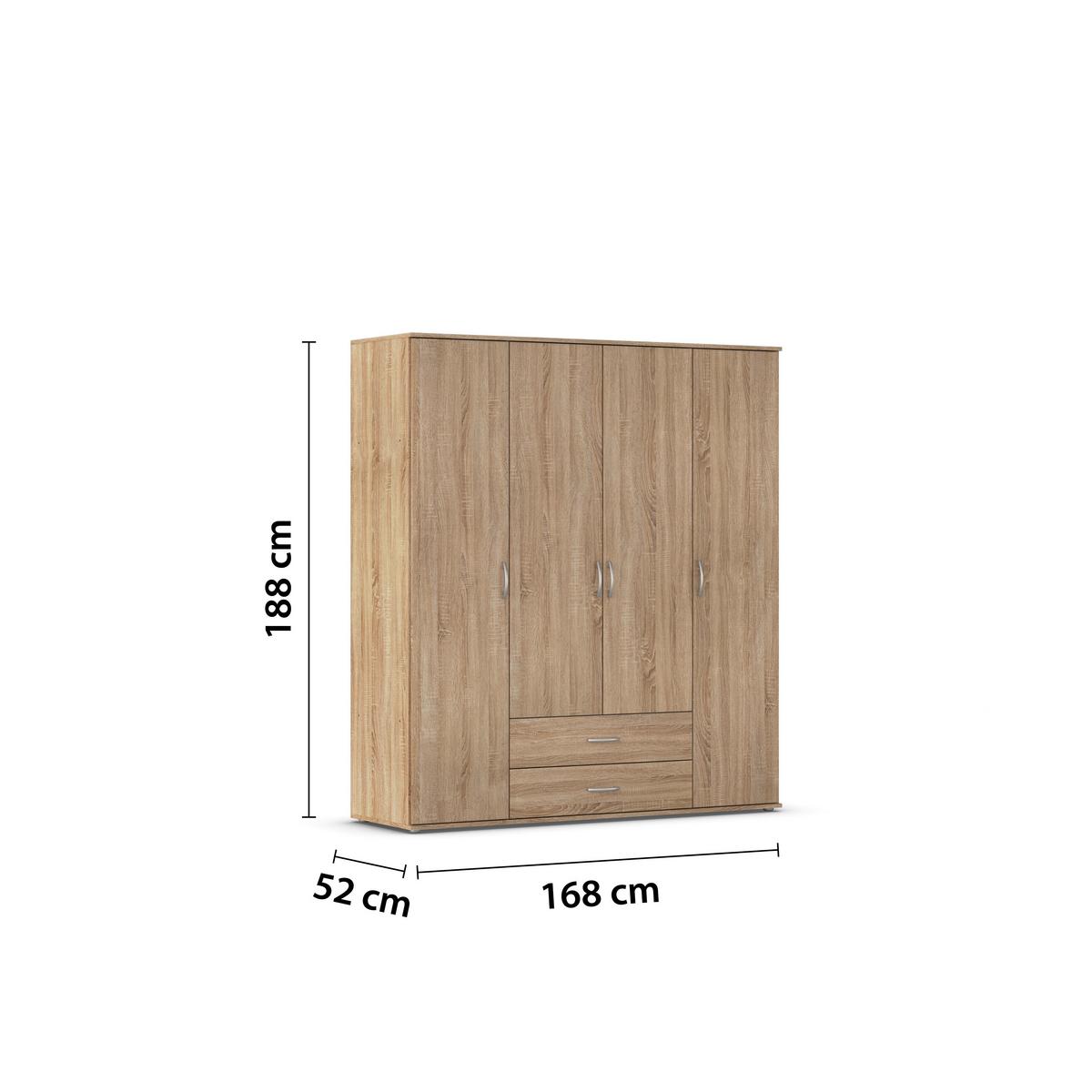 Drehtürenschrank 168 cm Paul Eiche Sonoma Dekor - Eichefarben, KONVENTIONELL, Holzwerkstoff (168/188/52cm)