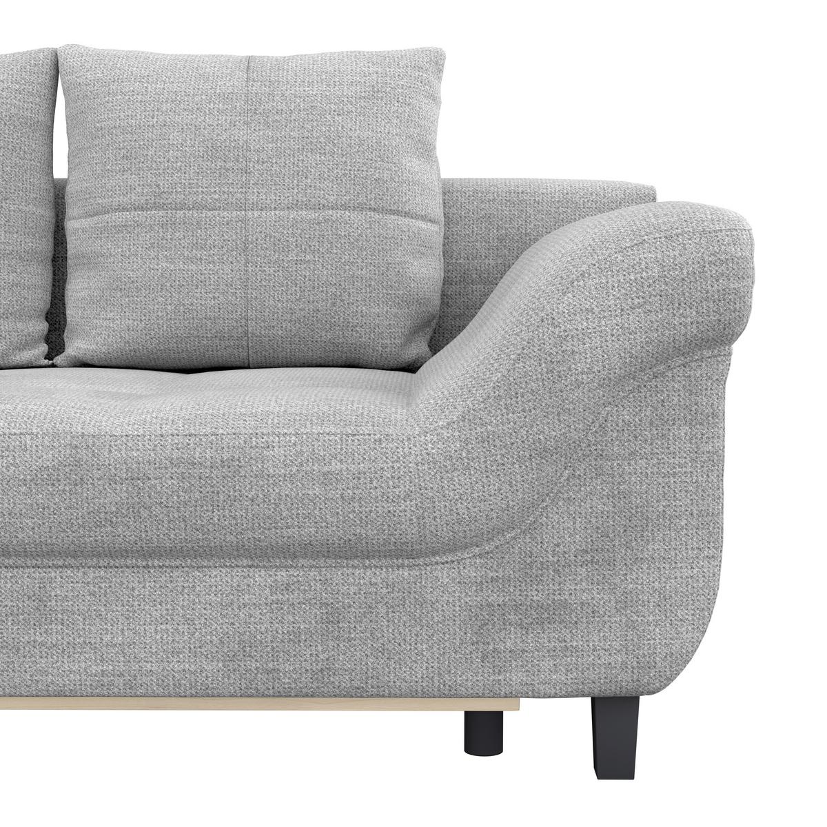 Ecksofa mit Schlaffunktion Mendoza New Chenille 197x309cm - Schwarz/Grau, KONVENTIONELL, Textil (197/309cm) - Ondega