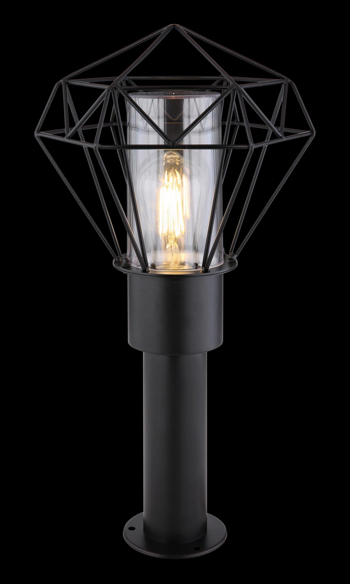 Außenleuchte Horace 15 Watt Edelstahl - Klar/Schwarz, Basics, Kunststoff/Metall (22,5/25,5/50cm) - Globo