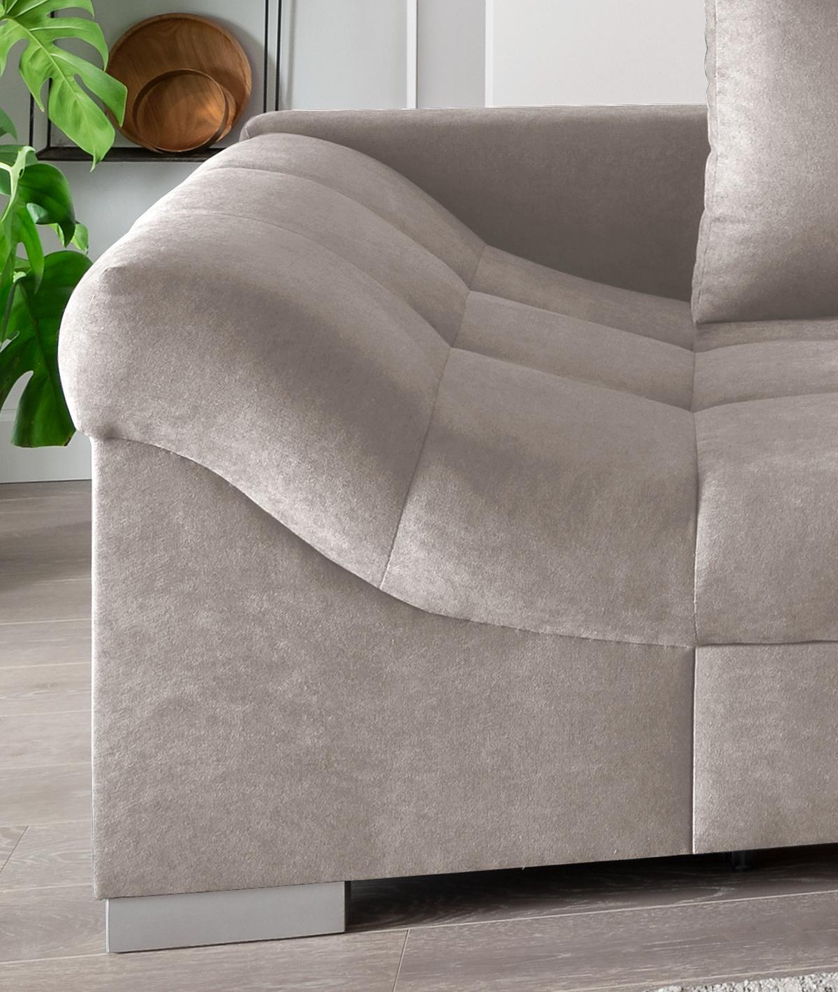 Eckschlafsofa Alvito Taupe S: 298/202 cm - Taupe/Silberfarben, Design, Textil (298/202cm) - MID.YOU