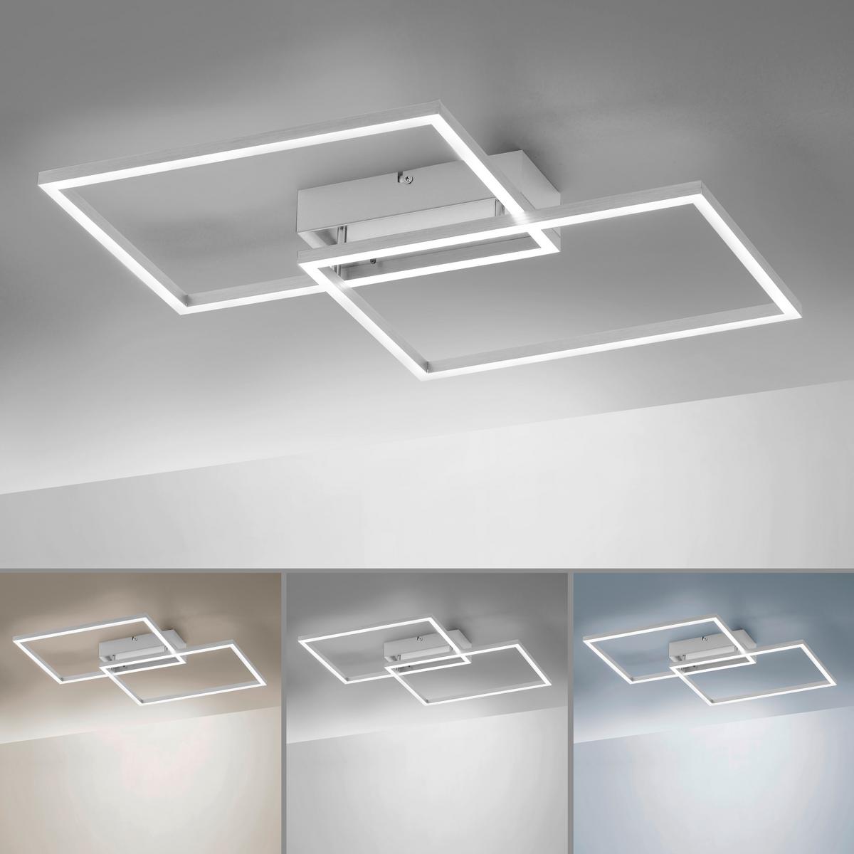 Led-deckenleuchte Iven L: 50,4 Cm Dimmbar Mir - Nickelfarben, Design, Kunststoff/Metall (50,4/42/7cm)