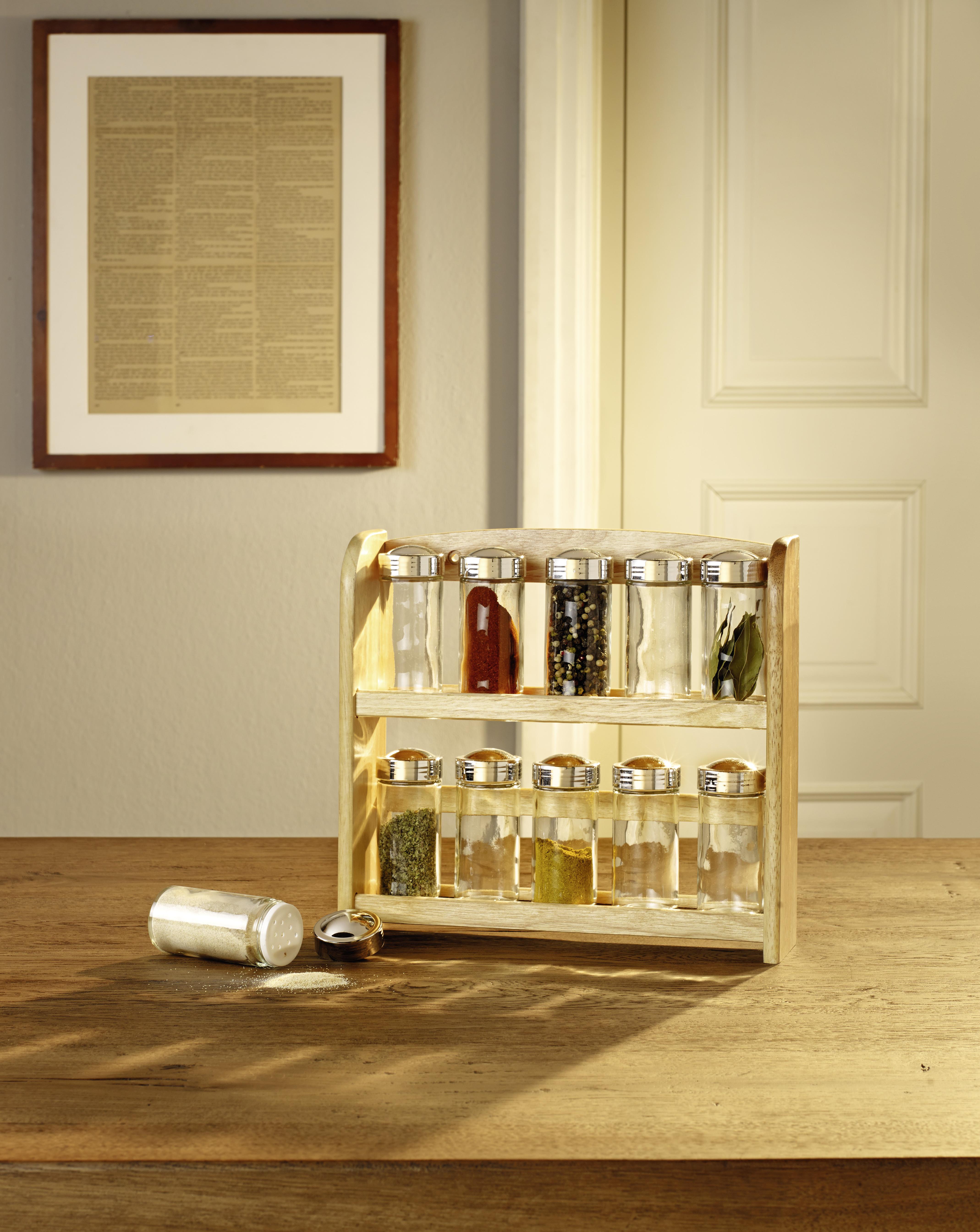 James Wood Gewürzregal aus Holz Gisela inkl. 10 Gläser, BxH: 29x27 cm