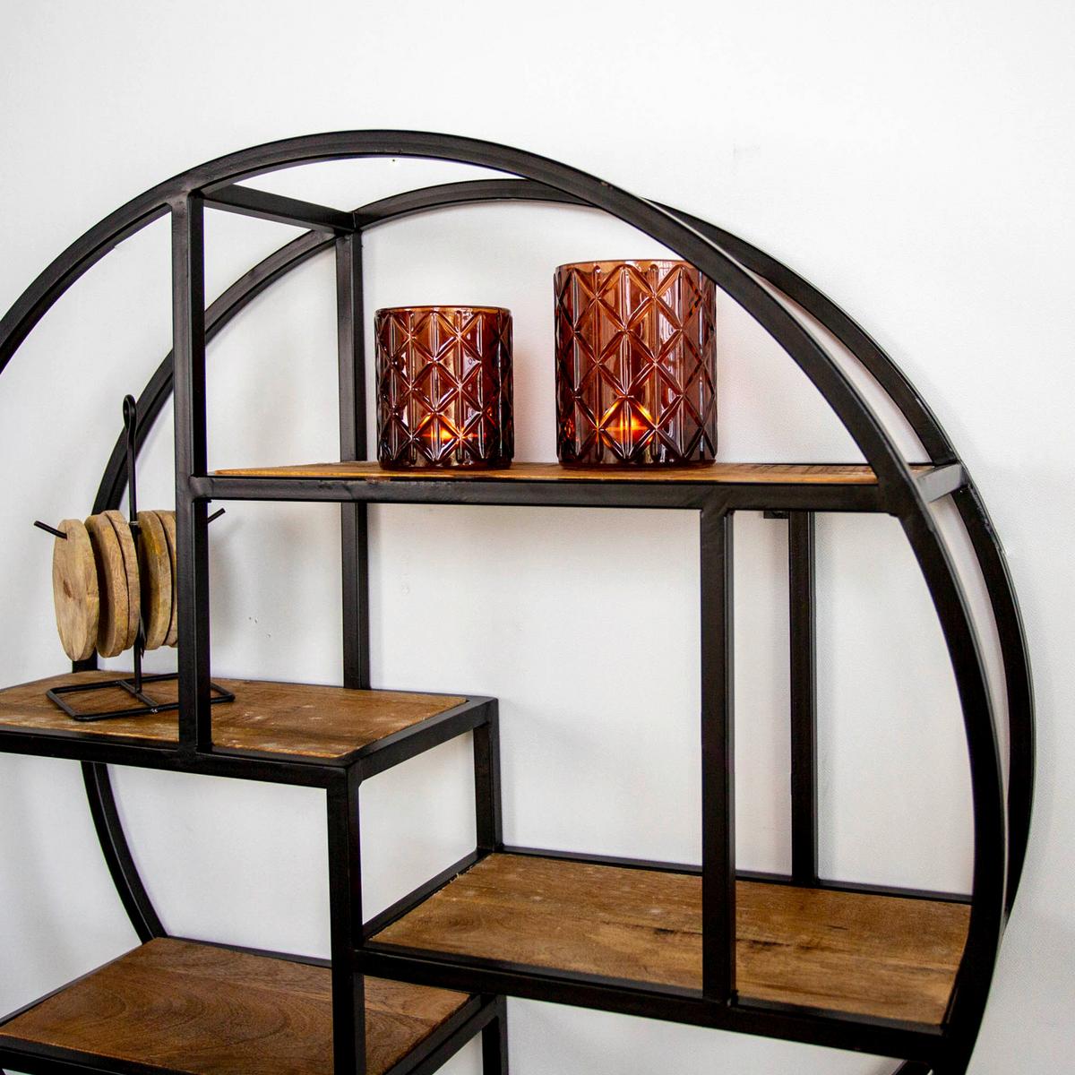 Wandregal Suno - Walnussfarben/Schwarz, KONVENTIONELL, Holz/Metall (76/76/20cm) - MID.YOU