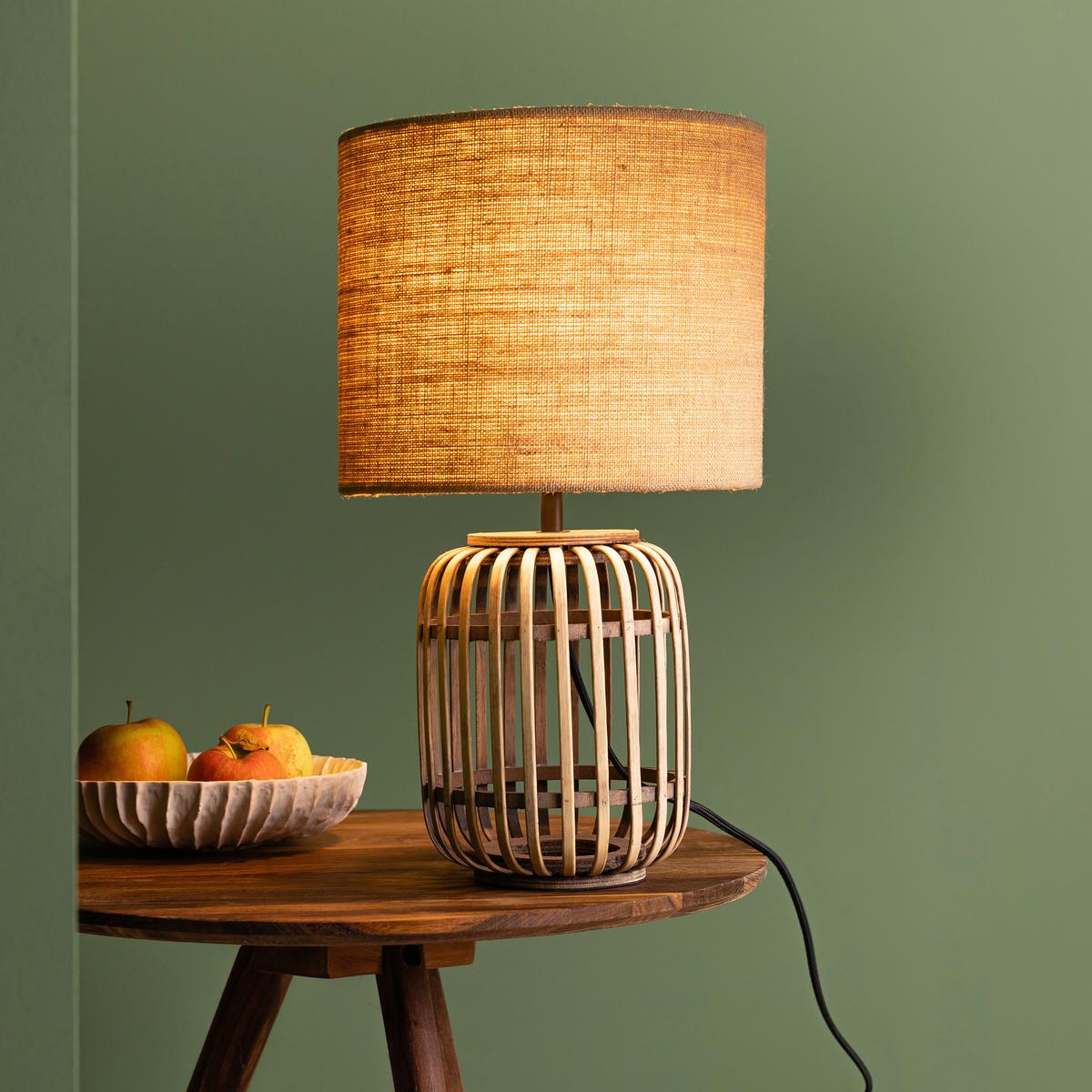 Tischleuchte 93148/09 Woodrow - Naturfarben, Natur, Holz/Textil (24/42,5cm) - Brilliant