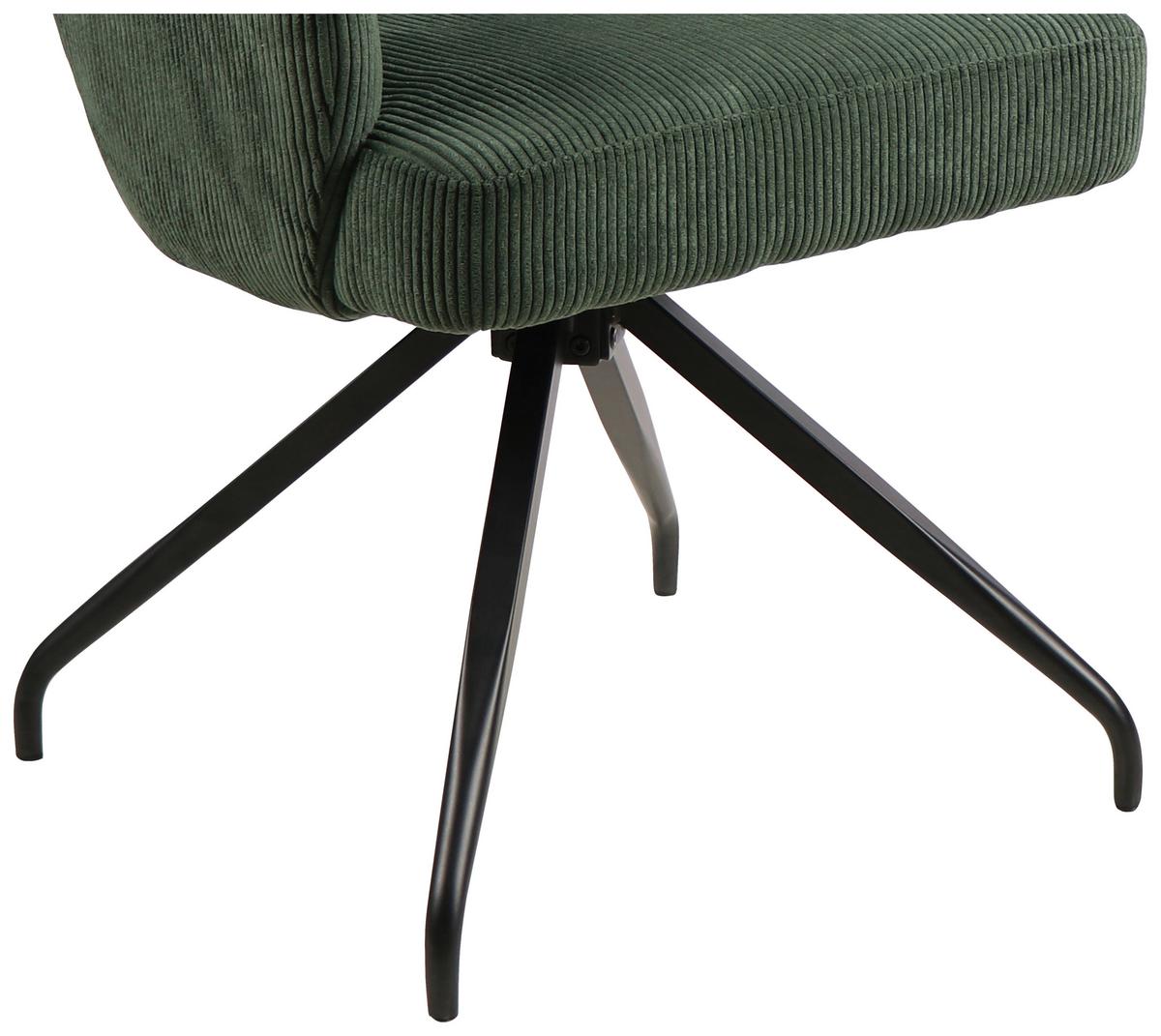 Armlehnstuhl Jeanette Grün Schwarz Echtholz Beine - Schwarz/Grün, MODERN, Holz/Textil (57/86/65cm) - MID.YOU