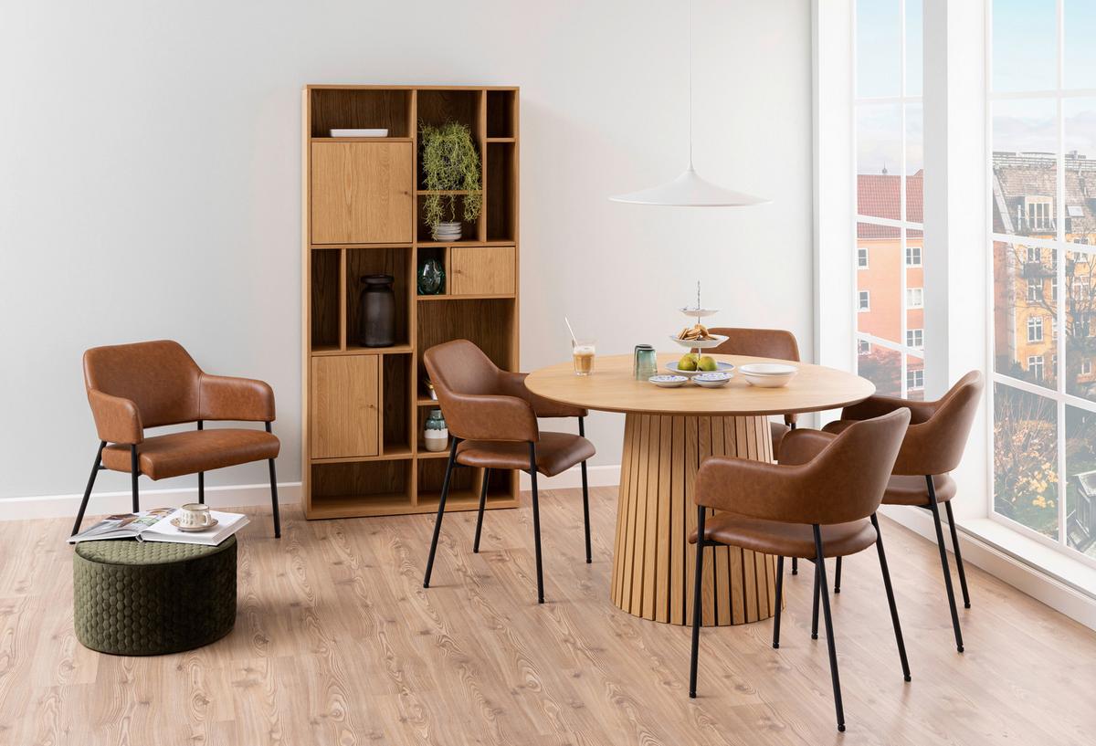 Jedálenský stôl z dyhy CHRISTO 120cm - farba duba, Trend, drevo/kompozitné drevo (120/120/75cm) - MID.YOU