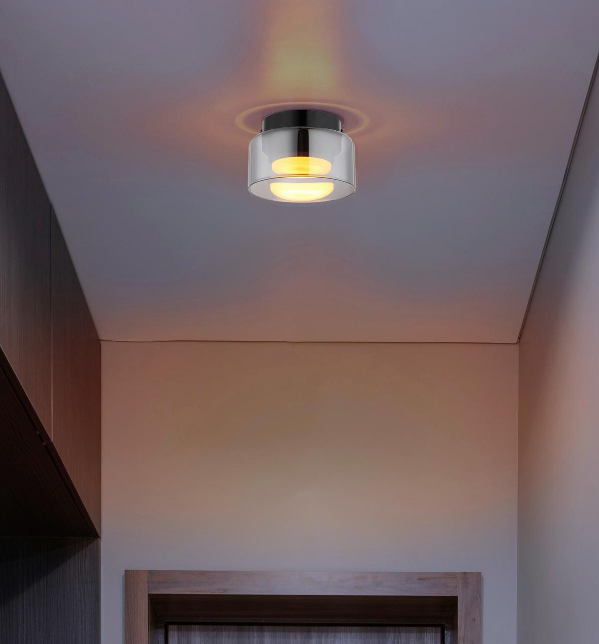 LED-Deckenleuchte 1800k, 6w, 400lm - Schwarz/Grau, Design, Glas/Metall (13/8,5cm) - Globo