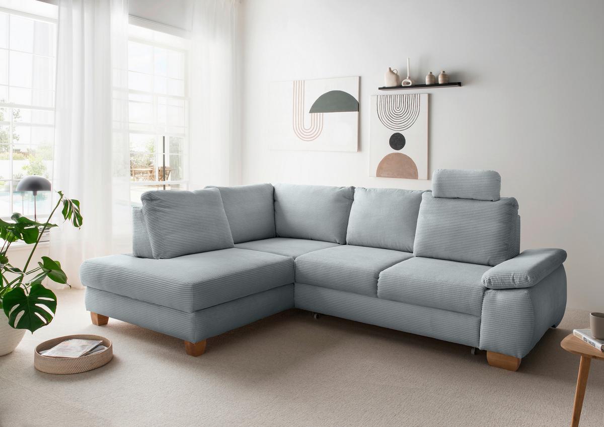 Eckschlafsofa Positano Hellblau S: 206x261 Cm - Wildeiche/Hellblau, MODERN, Textil (206/261cm) - Livetastic