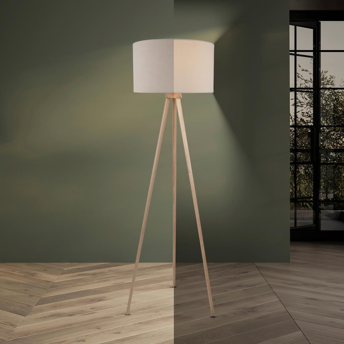 Stehleuchte Perlmutt, E27 - Perlmutt, Trend, Holz/Metall (61,6/152cm) - Näve