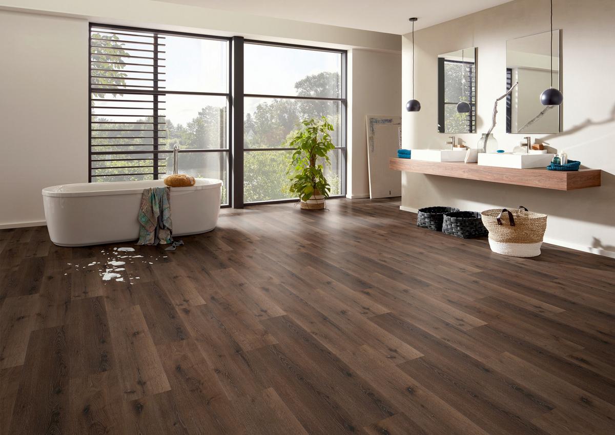 Designboden Eichefarben /Mokka LHD. Stärke 3,8mm - Eiche dunkel/Eichefarben, Basics, Kunststoff (122/22.8/0.38cm)